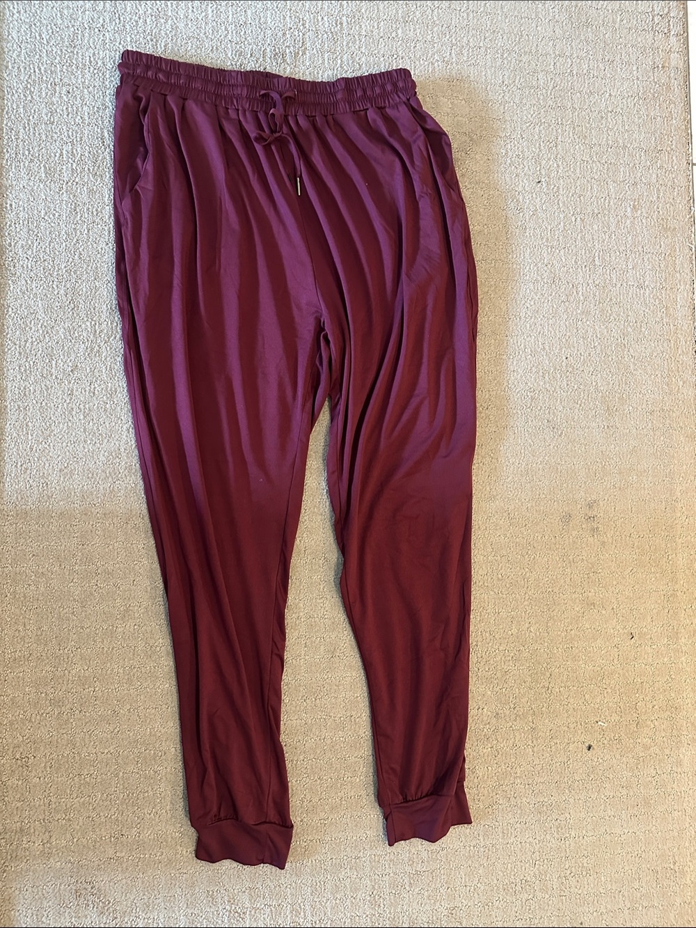 Womens Burgundy Jogger Pants - Comfortable Pull-On Bottoms